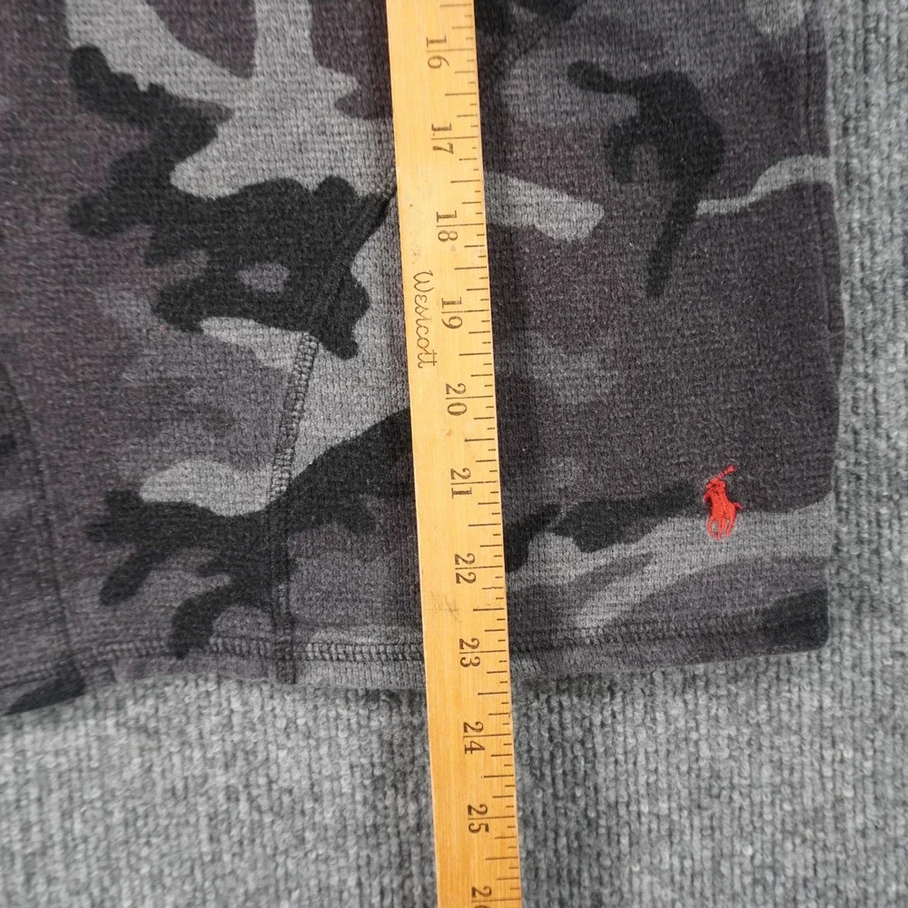 Polo Ralph Lauren Hoodie Mens S Grey Camo Quarter Zip Thermal Waffle Knit Cotton